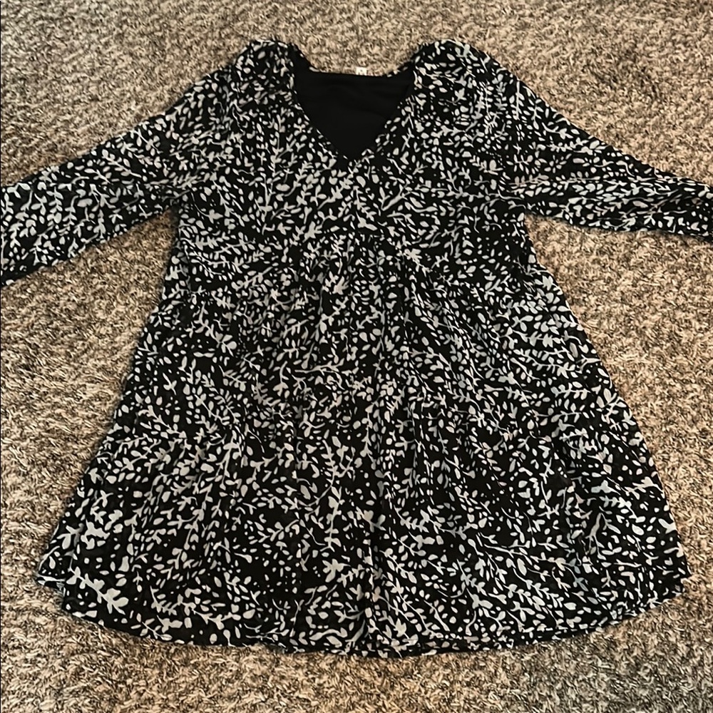 Time and Tru Black Sequin A-Line Dress with Long Sleeves